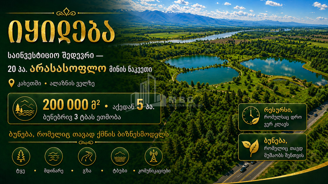 იყიდება კომერციული - არასასოფლო მიწის ნაკვეთი კახეთში