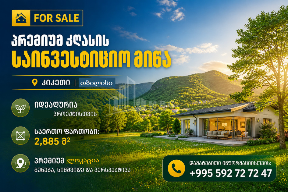 იყიდება სამოსახლო მიწის ნაკვეთი კიკეთში, მთაწმინდის რაიონი