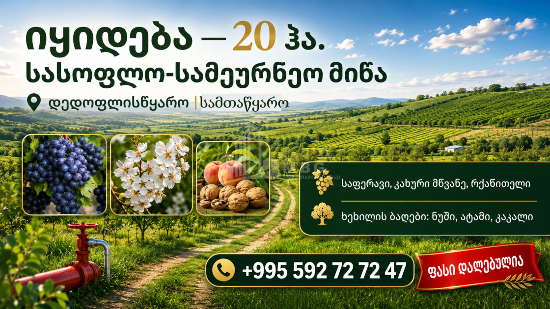 Продается Пахотные Земля В Самтацкаро, Дедоплисцкаро