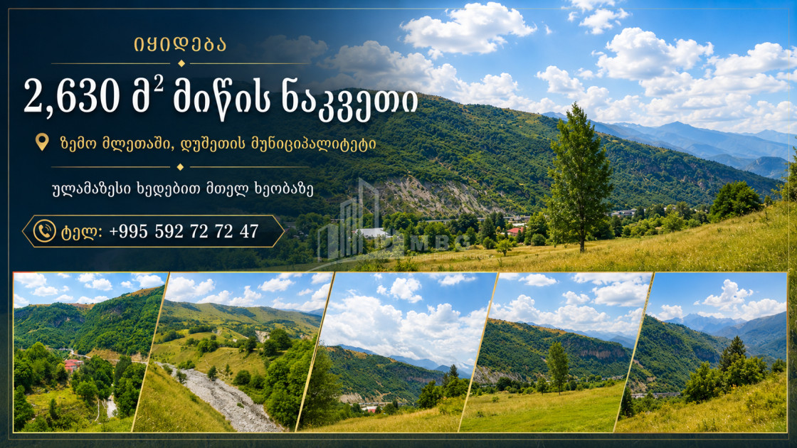 იყიდება სამოსახლო მიწის ნაკვეთი სოფელ მლეთაში, დუშეთი