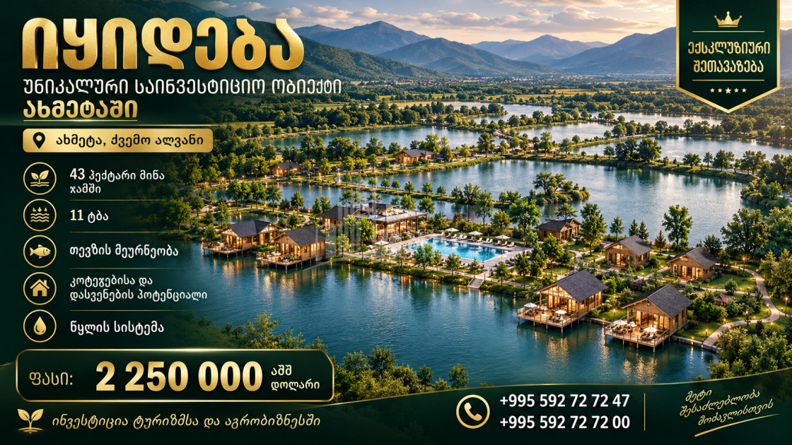 For Sale Lake - Fishing farm Land In Kvemo Alvani, Akhmeta