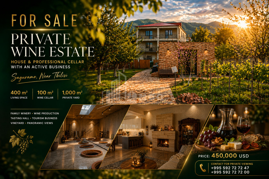 იყიდება შატო / ღვინის ქარხანა / მარანი კომერციული ფართი საგურამოში, მცხეთა