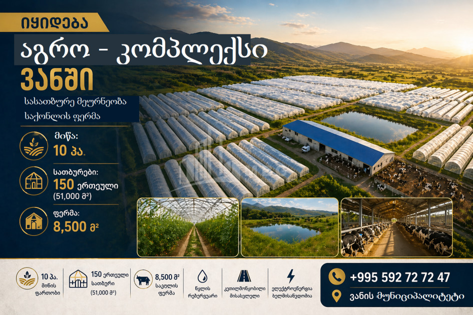 იყიდება სასათბურე მიწის ნაკვეთი ვანში