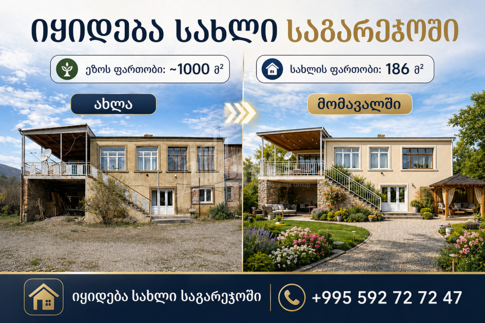 იყიდება ძველი აშენებული სახლი - აგარაკი საგარეჯოში