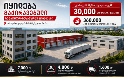 იყიდება საწარმოო/სასაწყობე ფართი, საქმიანი ეზო კომერციული ფართი გლდანის რაიონში
