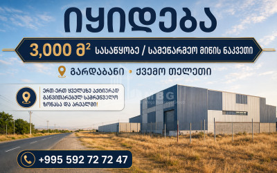 Продается Производственная площадь - Деловой двор Земля В Квемо Телети, Гардабани