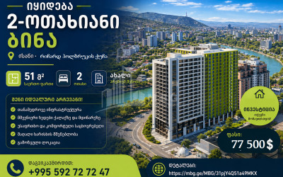 იყიდება სტუდიოს ტიპის ბინა რ. ჰოლბრუკის ქუჩაზე, ისანი