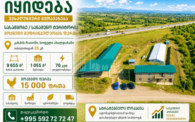 იყიდება მოქმედი ფერმა კომერციული ფართი აღაიანში, კასპი