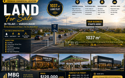 იყიდება კომერციული - არასასოფლო მიწის ნაკვეთი თელავში